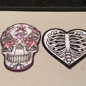 NWT Set of two Day of the Dead embroidered iron on patches